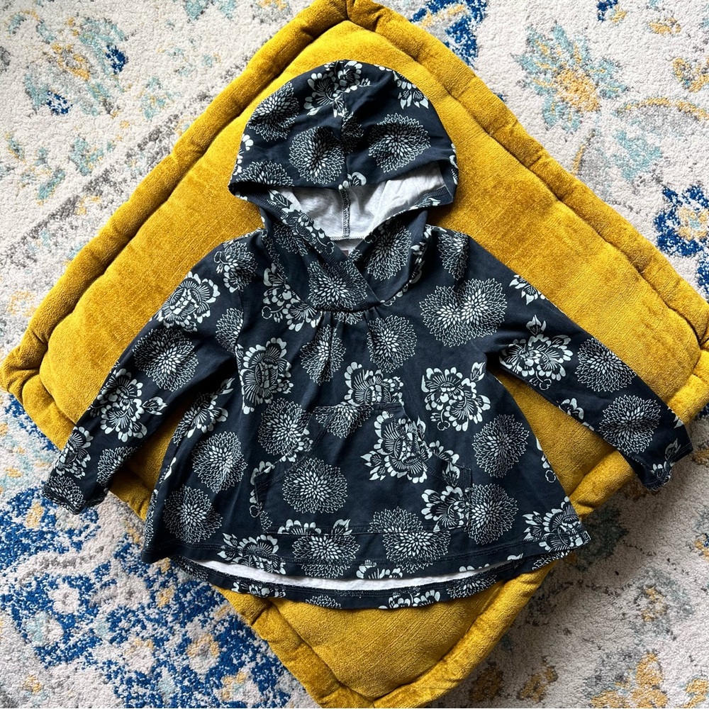 Tea Collection Toddler Girls Long Sleeve Hooded Top Blouse Kangaroo Pouch Pocket